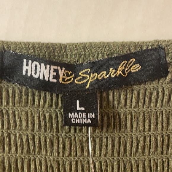 Honey & Sparkle Olive Green Button Front Cami Tank Top L - Picture 5 of 6
